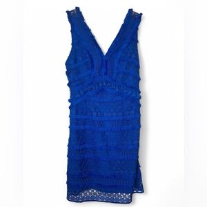 Sam Edelman Cobalt Blue Lace Overlay Mini Cocktail Party Dress‎ Sleeveless 4
